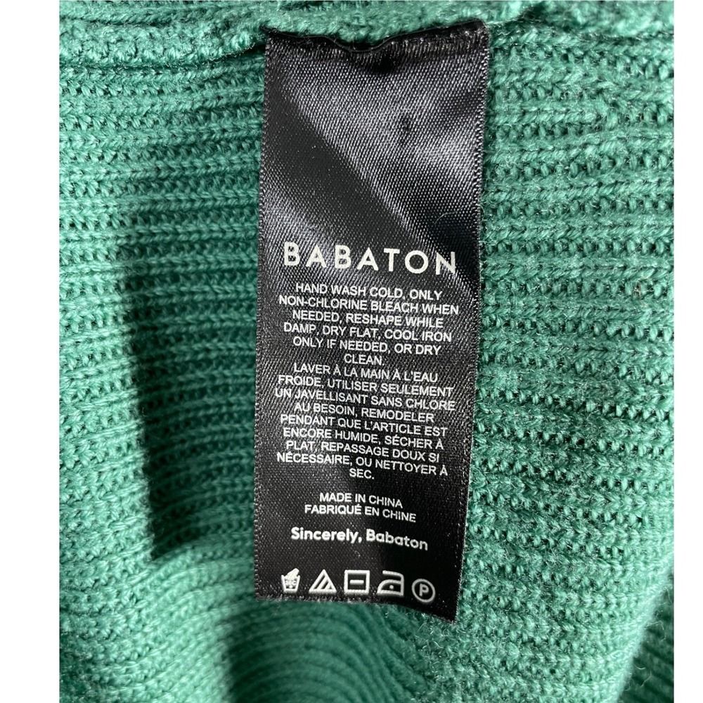 Merino Wool Babaton Turtleneck Sweater dress W/ S Green Ribbed Knit 103661 LN - Picture 7 of 14